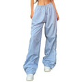 Y2K Baggy Cargo For Women Drawstring Elastic Low Waist Parachute Sweatpants Loose Hippie Pants Trousers