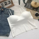 Summer Vest Tops Sleeveless Cotton Bustier Soft Elastic Washable Wear-resistant Bra Vest Women Crop Top Seamless Bralette Tees