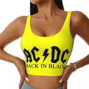 موضة الروك الكلاسيكية AC/DC سترة مثيرة قصة قصيرة توب رياضي نسائي فرقة موسيقى هيفي ميتال رياضة يوغا حمالة صدر مريحة