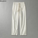 Plus Size 8XL 9XL Pants Men's Solid Cotton Linen Loose Casual Trouser Fashion Drawstring Straight Joggers Vintage Sweatpants Men
