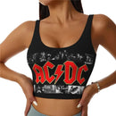موضة الروك الكلاسيكية AC/DC سترة مثيرة قصة قصيرة توب رياضي نسائي فرقة موسيقى هيفي ميتال رياضة يوغا حمالة صدر مريحة