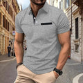 2024 new summer men's fashion fashion casual solid color loose version of t shirt men's sports fitness jacquard check POLO shirt