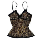 American retro punk aesthetic lace leopard print camisole top sexy slim fit chic hottie crop tops Harajuku Y2K aesthetic Clothes