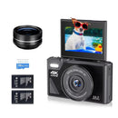 4K Camera for Photography 18X Digital Zoom Video Vlogging Camcorder for YouTube 3'' Flip Screen 64MP WIFI Selfie Webcam Cameras