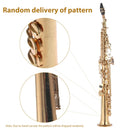 Brass Straight Soprano Sax Saxophone Bb B Flat Woodwind Instrument Natural Shell Key Carve Pattern with Carrying Case Gloves