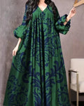 New Cross-Border Women's Clothing Amazon Digital Printing Loose-Fit Dress Middle East Long Kaftan In-Stock