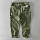 2025 New Spring Autumn Men Pure Cotton Men Cargo Pants Korean Style Male Casual Loose Belt Mid Waist Man Trouser Plus Size 4XL