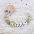 Baby Personalized Name Pacifier Chain Silicone Daisy Dummy Holder Chain For Handmade Wooden Baby Nipple Clips Nursing Chew Toys