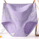 3pcs Cotton Women Panties Lady Plus Size Underwear Lace High Waist Briefs Breathable Solid Color Female Lingerie