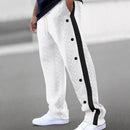 2024Spring and Autumn New Men's Trousers Texture Jacquard Single-Breasted Side Stripe Loose plus Size Casual Pants Sweatpants