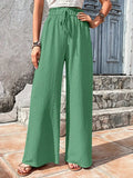 Women High Elastic Waist Wide Leg Pants Summer Casual Female Sand Beachwear Full Loose Trousers YLX-333