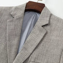 Spring Autumn Men's Blazer Thin Section Slim Fit Plaid Jacquard Casual Suit Jacket Gray Blue Beige Coat Costume Homme