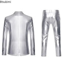 Men's Suit Sets Chic Shiny Gold 2 Pieces Suits Blazer+Pants Sets Stage Perform Clothes Party Nightclub Dancer Costume Sets Men