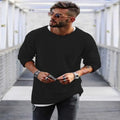2023 Spring Men's Casual Solid Color Fashion Knitted Shirt O Neck Long Sleeve Knit Pullover Loose Soft Sweater Coats Men Tops