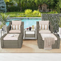Outdoor Patio Furniture Set 7-Piece Wicker Conversation  Lounge Chairs with Ottoman & Loveseat with Glass Coffee Table Pillow