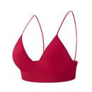 Nylon Fitness Yoga Top Deep V Sexy Triangle Cup Bralette Boneless Sports Bra Red Seamless Push Up Bra Women's Tube Top Crop Top