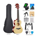 23-inch Ukulele Acoustic Ukulele Kit with Bag Strings Strap Bridge Needle Capo Pick Tuner All Basswood for Students Beginner