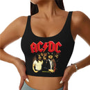 موضة الروك الكلاسيكية AC/DC سترة مثيرة قصة قصيرة توب رياضي نسائي فرقة موسيقى هيفي ميتال رياضة يوغا حمالة صدر مريحة