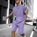 New 2025 Men's Two Pieces Casual Sets for Summer Solid Sleeveless Tops Shirts and Shorts Sets Male Streetwear Tracksuit Sets Men