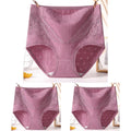 3pcs Cotton Women Panties Lady Plus Size Underwear Lace High Waist Briefs Breathable Solid Color Female Lingerie
