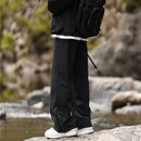New Side Zipper Baggy Sweatpants For Men Autumn High Street Outdoor Straight Trousers Techwear Casual Drawstring Hiking Pants
