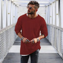 2023 Spring Men's Casual Solid Color Fashion Knitted Shirt O Neck Long Sleeve Knit Pullover Loose Soft Sweater Coats Men Tops