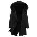 2022 Winter Trendy Men High Quality Faux Fur Liner Parka Elegant Imitation Fox Hair Hooded Long Coat Fashion Luxury Jackets