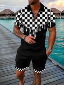 2025 Summer Men Clothing Fashion Short Sleeve Polo Shirt+shorts Sets 3D Print Trend Tracksuits Breathable Men's 2PCS Sets S-5XL