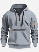 2024 Men's Hooded Sweater Leisure Sports Pullover Retro Harajuku Long Sleeve Zipper Multi-pocket Casual Loose Coat Street Wear