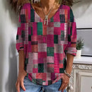 Autumn New Fashion Long-Sleeved Women's T-Shirt Top V-Neck Casual Loose Streaks Printed Streetwear Women Pullover T Shirts