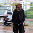 Men's Short And Niche Design Small Suit Autumn New Youth Korean Fashion Trend Cutting Layer Clear Black Ruffian Handsome Top