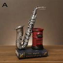 New saxophone resin handicraft pen holder ornaments, Violin storage pen holder,Office and home decoration pen holder， Pen holder