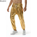 2025 Men's Shiny Metallic Jogger Sweatpants Hip Hop Wet Look Trousers Men Club Party Festival Prom Streetwear Pantalones Hombre