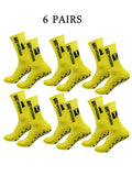 6 pairs of football socks, men's and women's mid length anti slip training socks, thickened professional sports socks