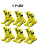 6 pairs of football socks, men's and women's mid length anti slip training socks, thickened professional sports socks