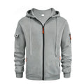 2024 Men's Hooded Sweater Leisure Sports Pullover Retro Harajuku Long Sleeve Zipper Multi-pocket Casual Loose Coat Street Wear