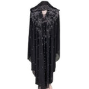 Middle East Africa Hot Sale Muslim Long Robe Shoulder Cover Hooded Cloak Batwing Sleeve Glittering Rhinestone Women's Dress