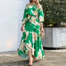2023 Amazon Women's Fashion Dress Flower Printed Half Sleeve Summer Cross-Border OS050 Style Clothing For Ladies