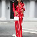 Plus Size 5XL VONDA Women Pants Sets 2024 Matching Sets Vintage Striped Shirt Trouser Casual Two-Piece Sets Office Lady Suits