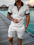 2025 Trend Men Streetwear Fashion Half Zip Polo Shirts+shorts 2 PCS Sets Men's 3D Digital Print Casual Suit New Male Tracksuits