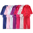 2Pcs Red Satin Pyjamas Kids Sets Boys Girls Solid Silk Children's Pajamas Clothes Toddler Lounge Pjs 2-12T Baby Clothing