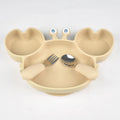 3Pcs/Set Baby Safe Silicone Dining Plate Food Feeding With Spoon Fork Cartoon Children Dishes Prevent Tipping Over And BPA Free