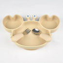 3Pcs/Set Baby Safe Silicone Dining Plate Food Feeding With Spoon Fork Cartoon Children Dishes Prevent Tipping Over And BPA Free