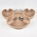3Pcs/Set Baby Safe Silicone Dining Plate Food Feeding With Spoon Fork Cartoon Children Dishes Prevent Tipping Over And BPA Free