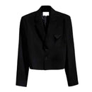 Men's Short And Niche Design Small Suit Autumn New Youth Korean Fashion Trend Cutting Layer Clear Black Ruffian Handsome Top