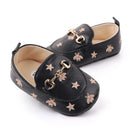 PU Leather Baby Shoes Embroidered Stars Christening Baptismal Moccasins Infant Boys Girls Slip-On Peas Shoes Walking Shoes 0-18M