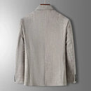 Spring Autumn Men's Blazer Thin Section Slim Fit Plaid Jacquard Casual Suit Jacket Gray Blue Beige Coat Costume Homme