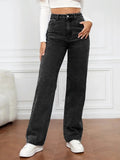 2024 New Cross-Border European American High-Waisted Straight-Leg Denim Jeans For Women Amazon Long Style NK331