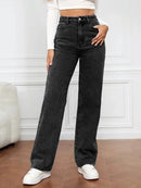 2024 New Cross-Border European American High-Waisted Straight-Leg Denim Jeans For Women Amazon Long Style NK331
