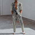 2023 Fashion Print Two Piece Set Men Lapel Button Short Sleeve Shirt And Straight Pants Suit Men Summer Casual Clothes